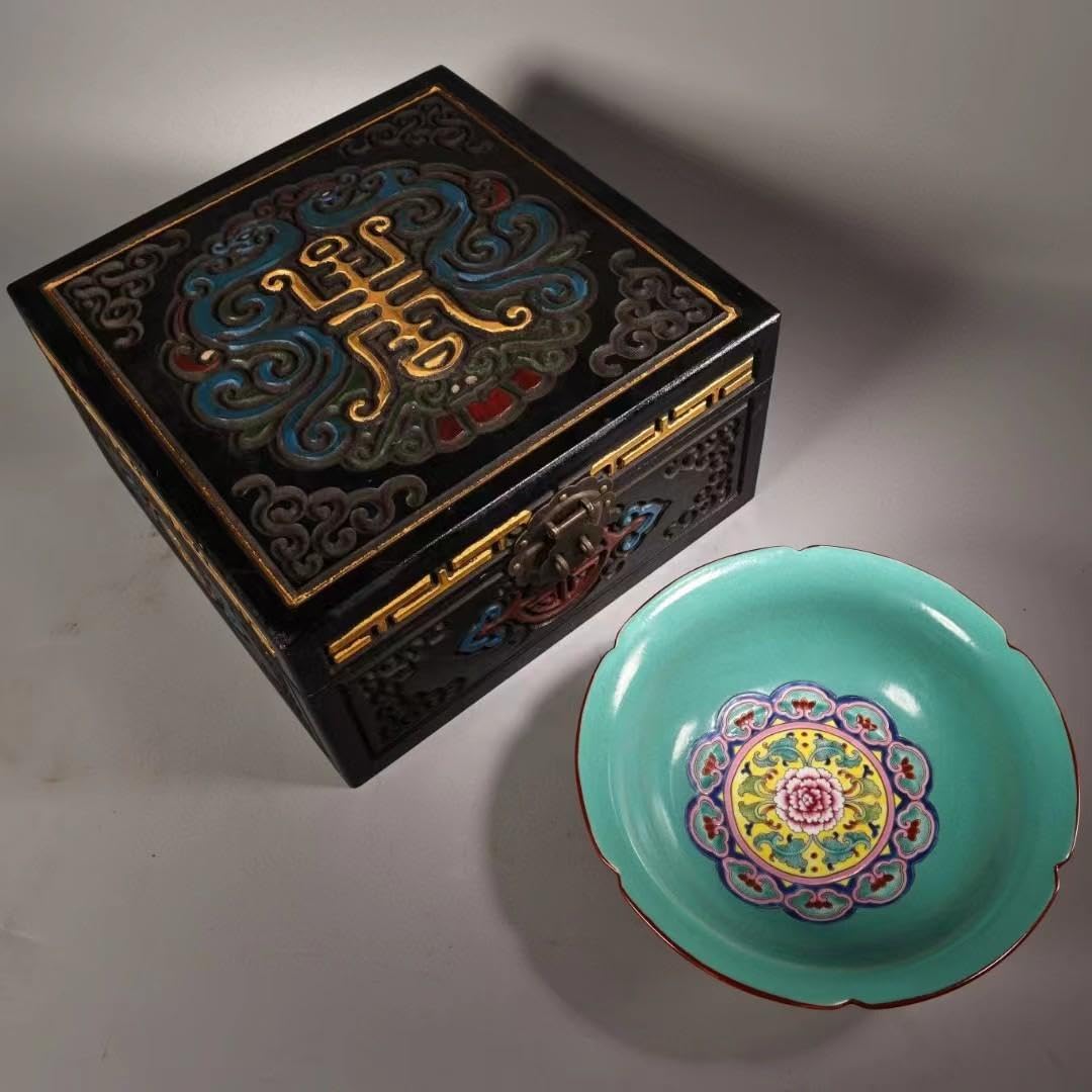 Amazon.co.jp: 中国古美術・珍蔵七宝彩と粉彩・赤釉と描金磁器の碗・純