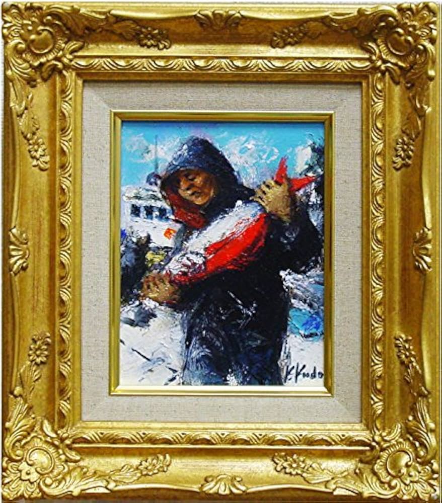 油彩画 漁船と漁師 A. De La Cruz 油彩画 漁船と漁師 A. De La Cruz