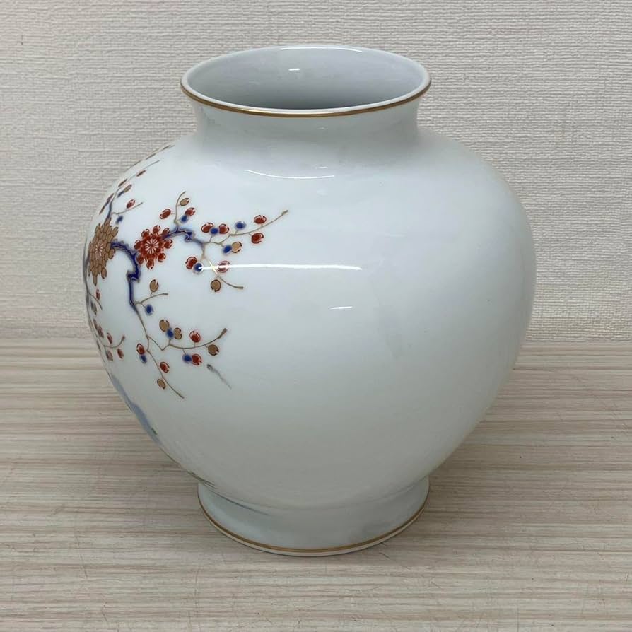 1943 深川製磁 岩梅 花瓶 金彩 未使用 1943 深川製磁 岩梅