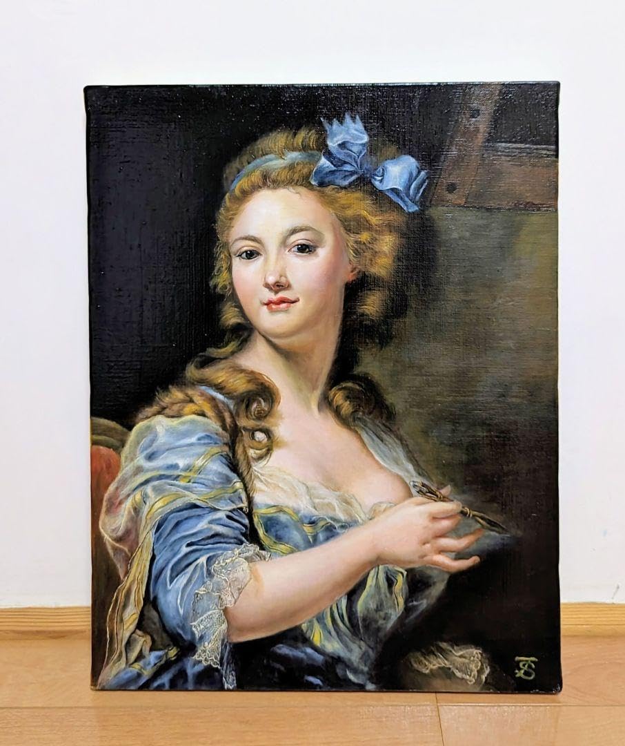 油絵 絵 絵画 インテリア 額付(黒) F6-050213 人物 女性像 絵画