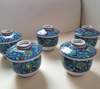 Amazon.co.jp: 有田焼 喜峰窯 茶碗蒸し 蓋付き御椀 5客セット : ホーム