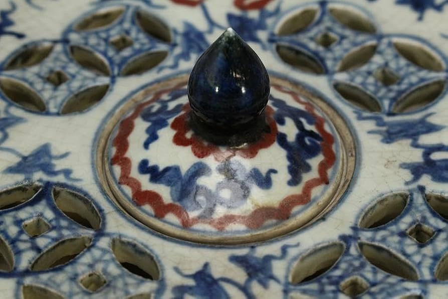 中国美術 赤絵青花 纏枝蓮花紋 壷盤 φ30.5cm(LC178) 中国美術 赤絵青花