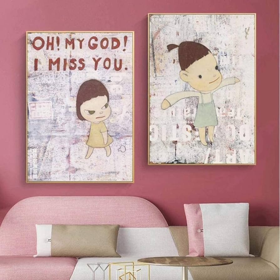 Amazon.com: Nara Yoshitomo Poster《Oh My God I Miss You》 Cartoon
