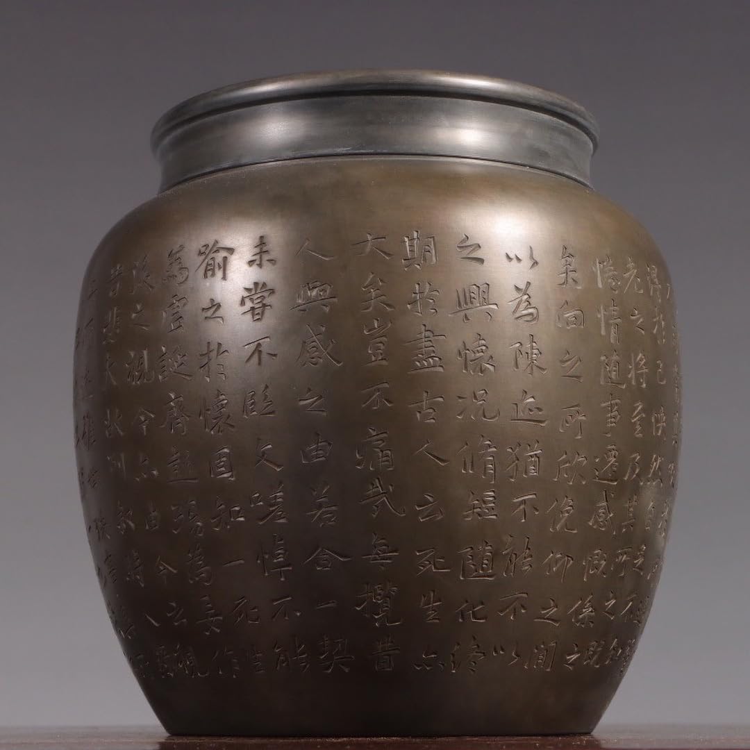 古錫 茶葉罐 乾茂自造 「錫製光面無紋茶心壺」 茶筒 茶入 茶壷 茶道具