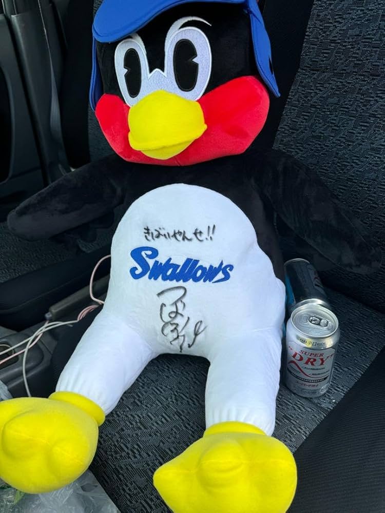 サイン入り、未開封】つば九郎 お座り ぬいぐるみ 大 お座りつば九郎