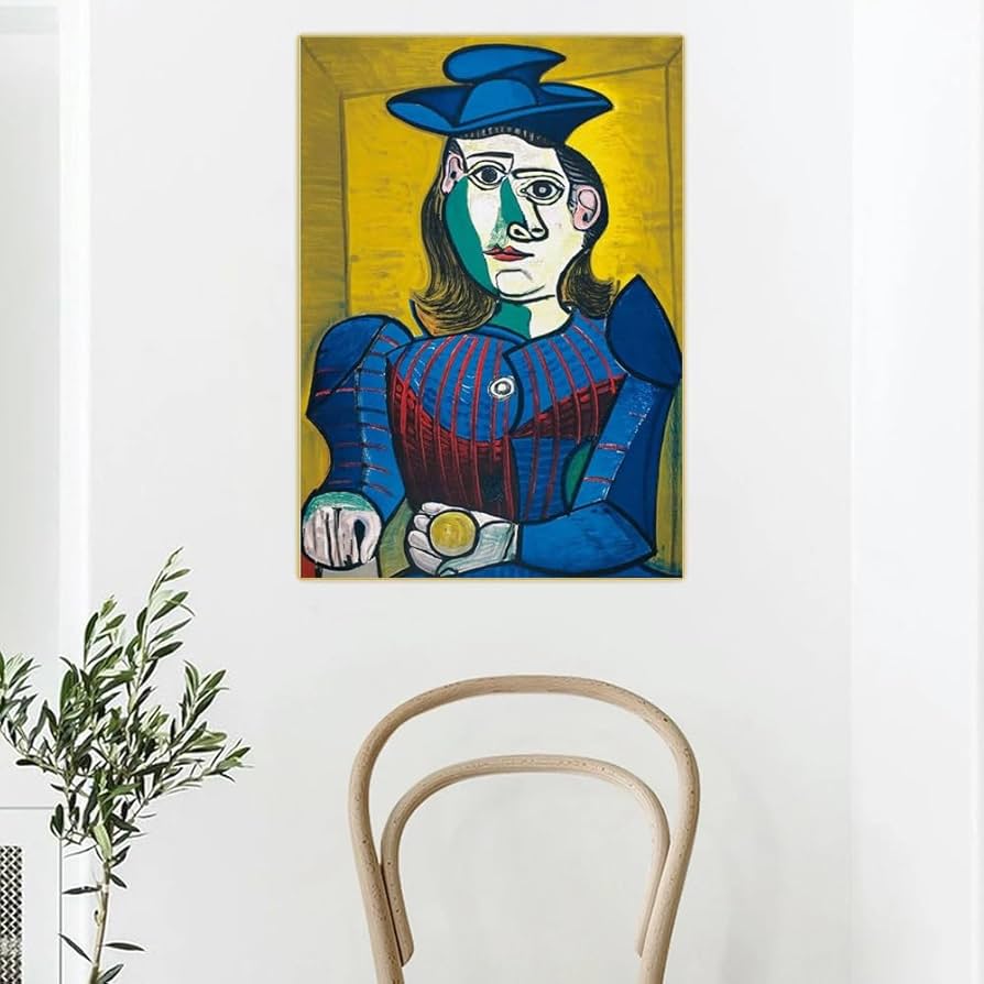 Amazon.co.jp: ピカソ青い帽子をかぶった女性の胸像ポスター抽象的な壁