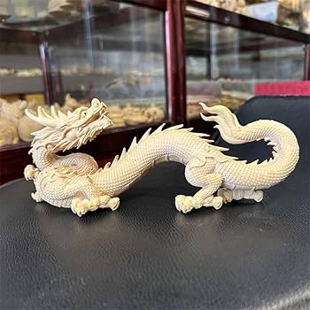 Amazon.co.jp: 木彫り 龍の置物 風水 高級天然ツゲ木彫り 招福 辰 干支