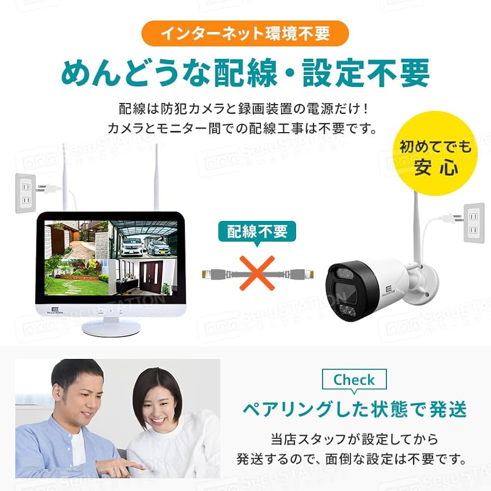 Amazon.co.jp: SecuSTATION 防犯カメラ ワイヤレス 2台 セット 12.5