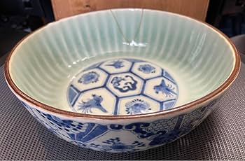 伊万里焼五良太甫呉祥瑞造染付棯文菓子鉢碌々斎極め箱VR7756C