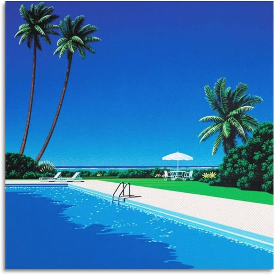 額縁付き】 永井博（Hiroshi Nagai） A2ポスター ⑧ 永井博 POOLSIDE