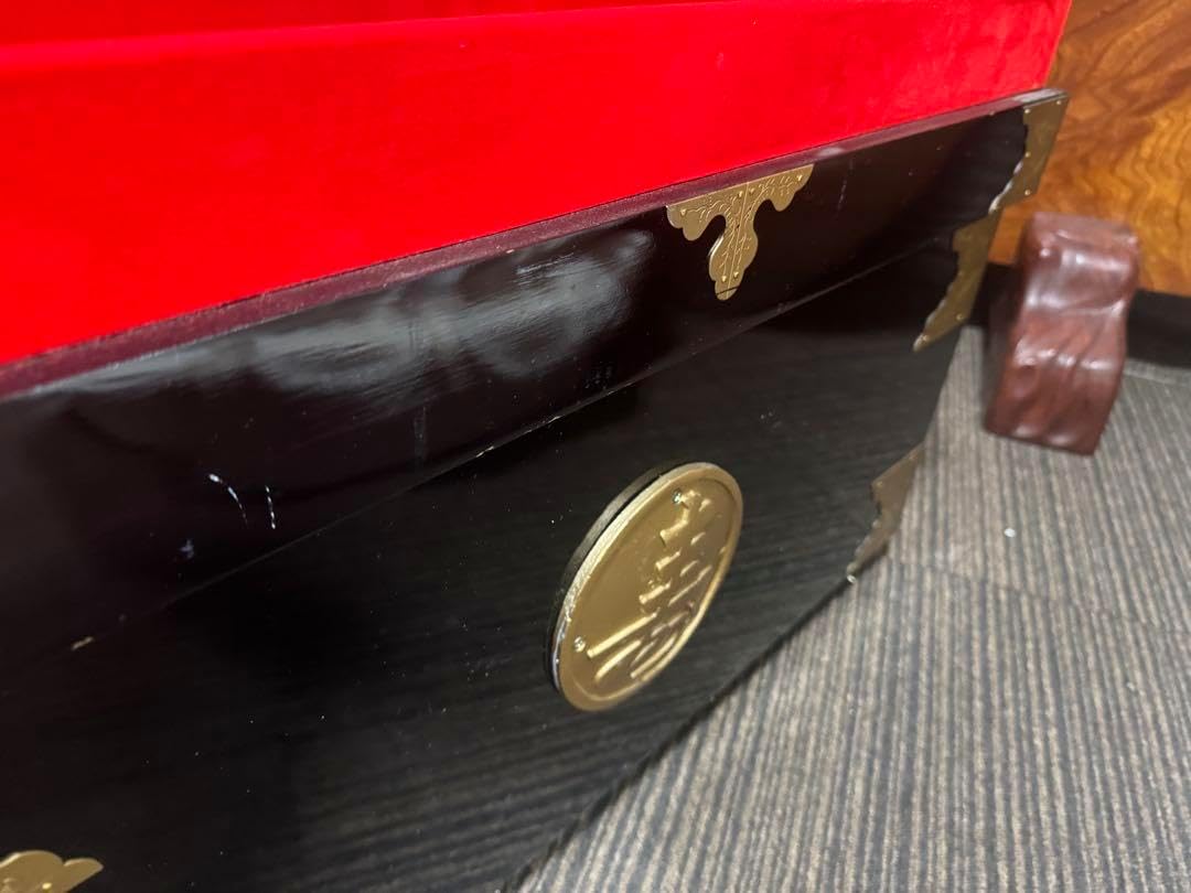 ブライダル業者放 漆器の文箱 黒色 金具付き 漆塗り小箱、手文庫、