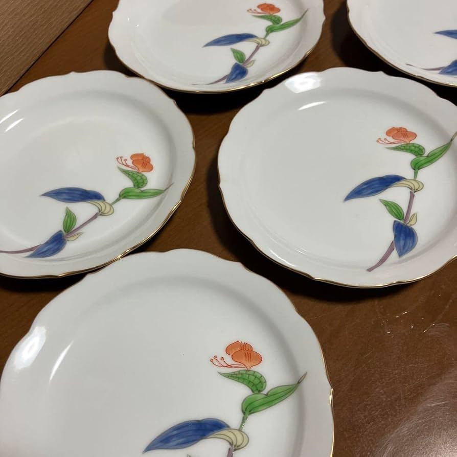 1705 深川製磁百花菊銘々皿揃角皿5客未使用