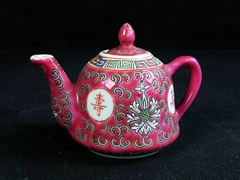 Amazon.co.jp: 中国景徳鎮◎茶器セット萬壽無疆赤釉粉彩花唐草