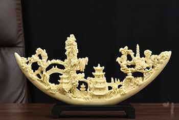 Amazon.co.jp: 置物 オブジェ 象牙風 樹脂製 彫刻 創造的な模造象牙