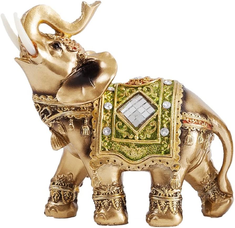 Amazon.co.jp: 象の彫刻 風水象の像 緑象像彫刻 ゾウ エレファント
