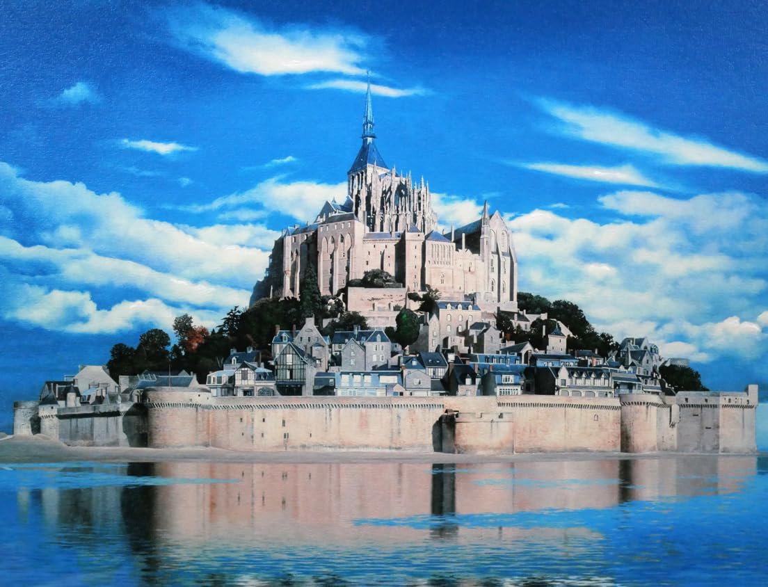 版画絵 （ モンサンミッシェル／福島 励史） 割引 版画絵 （ モンサン