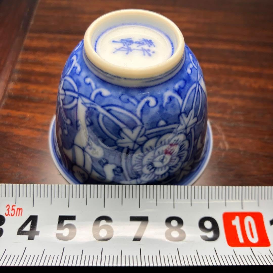 平安春峰造」染付 煎茶器揃え 宝瓶急須、煎茶碗五客