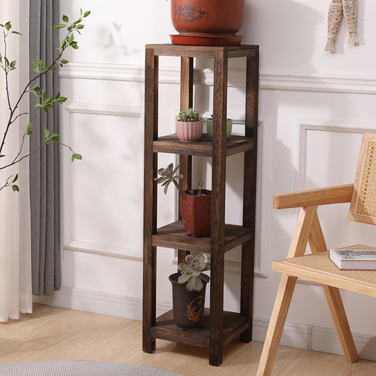 Amazon｜[GZGZ] 古材 スリムラック 幅30cm 30*30*110 おしゃれ 4段
