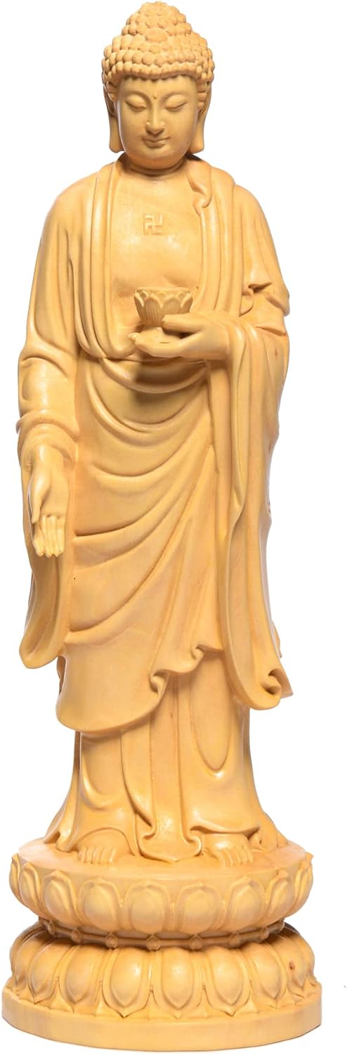 仏教美術/木造釈迦如来立像/仏高:17cm/木彫/仏像/彫刻/置物/オブジェ