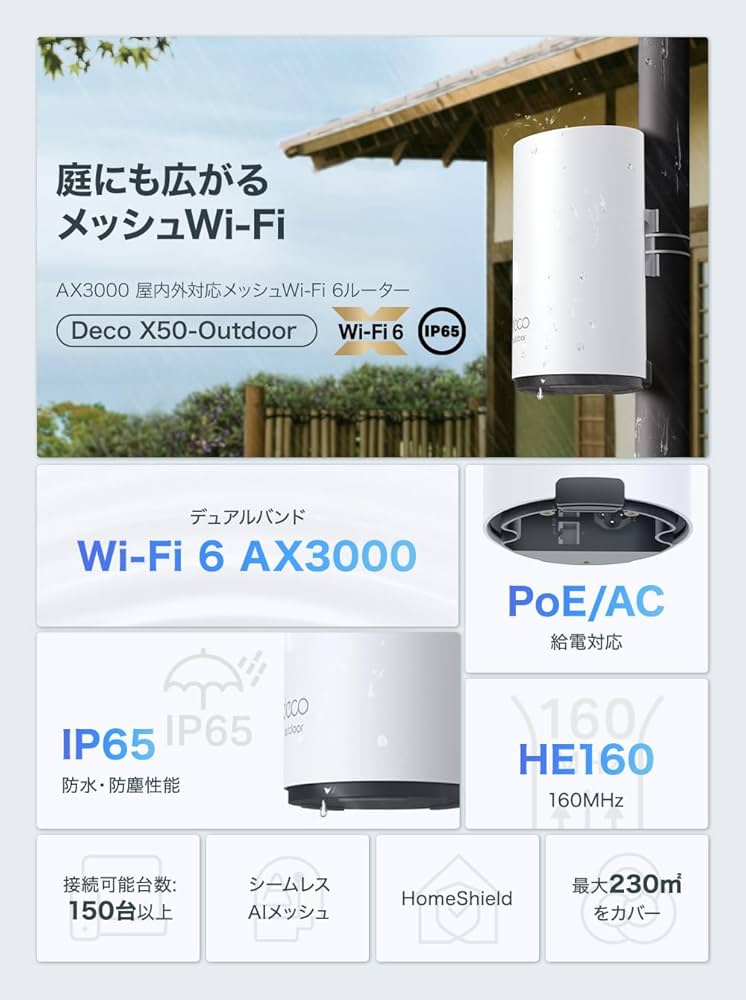 Amazon.co.jp: TP-Link WiFi 無線LAN ルーター IP65 屋内/屋外 AX3000