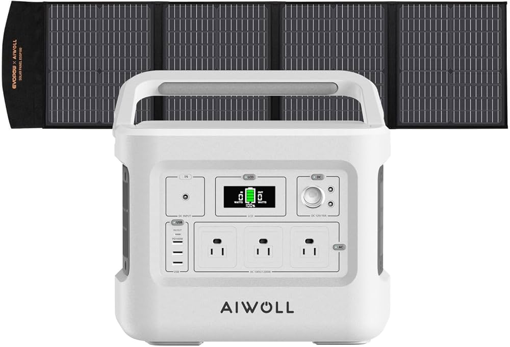 Amazon.co.jp: AIWOLL Portable Power Station, Solar Panel Set