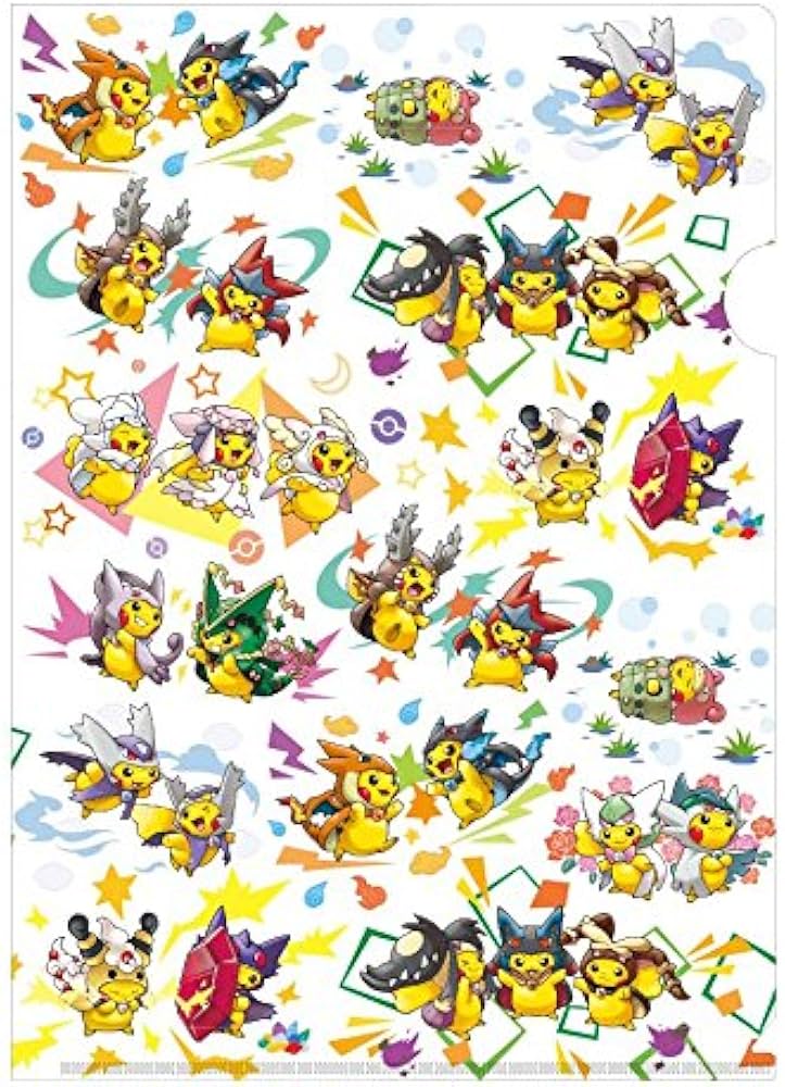 メガポンチョを着たピカチュウ クリアファイルセット Amazon.co.jp