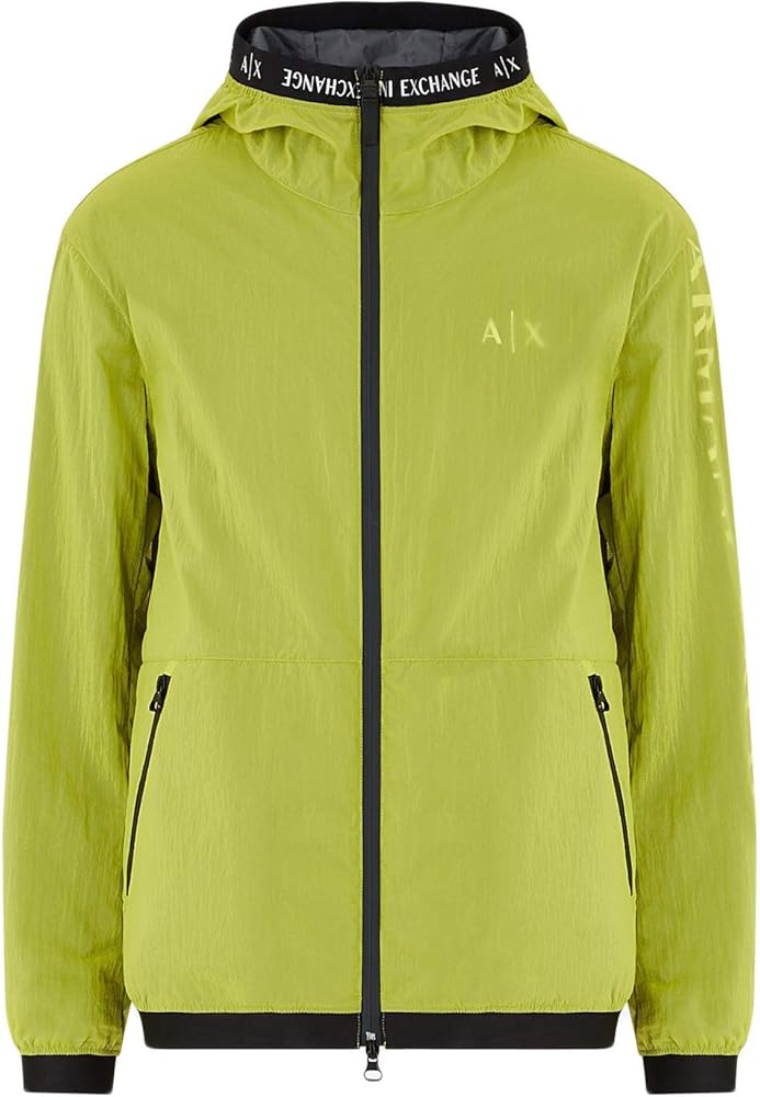A|X ARMANI EXCHANGE mens Logo Tape Hood Zip Up Jacket With