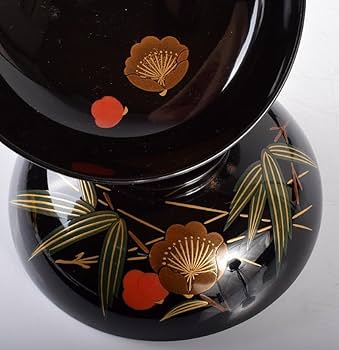 Amazon.co.jp: 輪島塗 蒔絵師 信斎 塗師 静峰作 松竹梅蒔絵吸物碗 五客