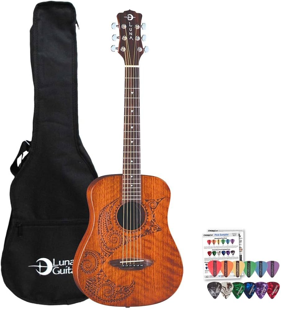 Luna Guitars Safari Tattoo SAF TAT 3/4 Travel Acoustic Guitar Kit