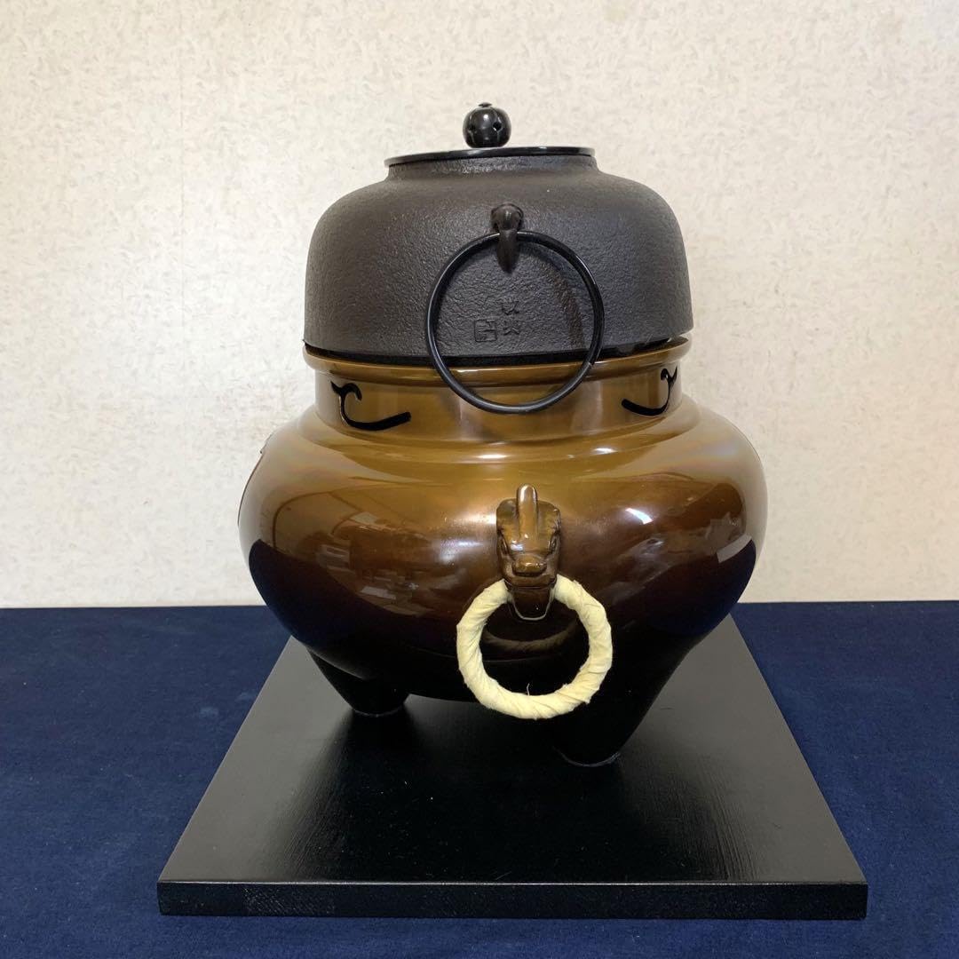 人間国宝高橋敬典 風炉 茶釜 電熱器 唐銅朝鮮風炉 野々田電熱器 敷板