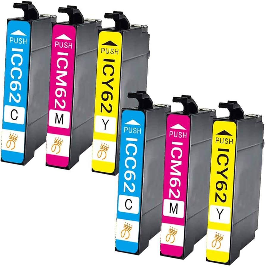 Amazon.co.jp: Epsonエプソン 用 IC62 インクカートリッジ 6本セット
