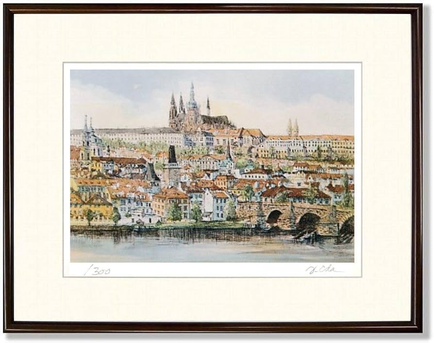 Amazon｜織田義郎 プラハIII ブラウン エッチング＋手彩色 版画 銅版画