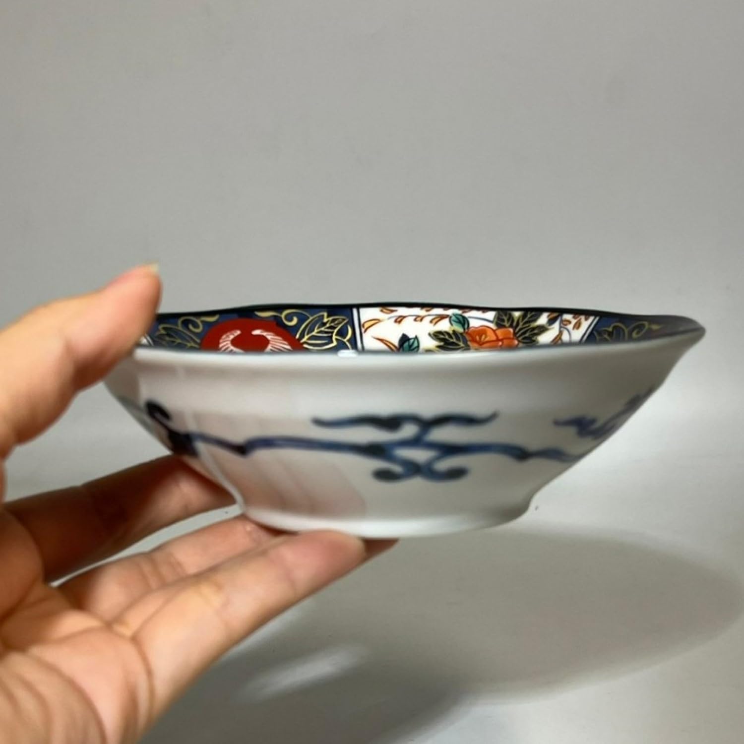 古伊万里 瑠璃に金彩 桔梗形 鉢 大小セット 古伊万里 骨董 和食器 古