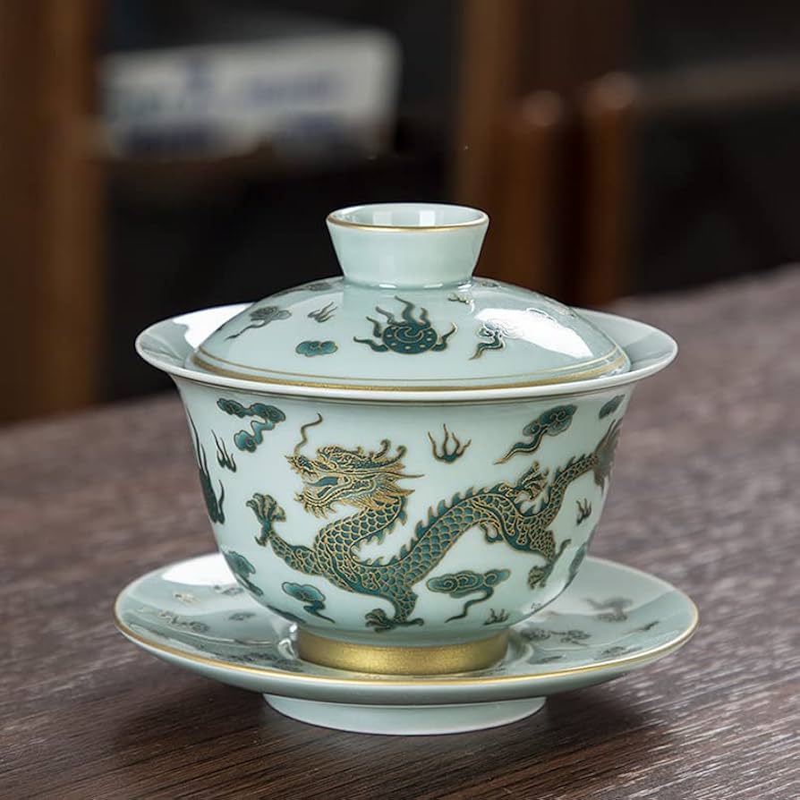 景徳鎮 青花喜上眉梢三才蓋碗 茶杯 茶道具 煎茶器 工芸品 未使用品