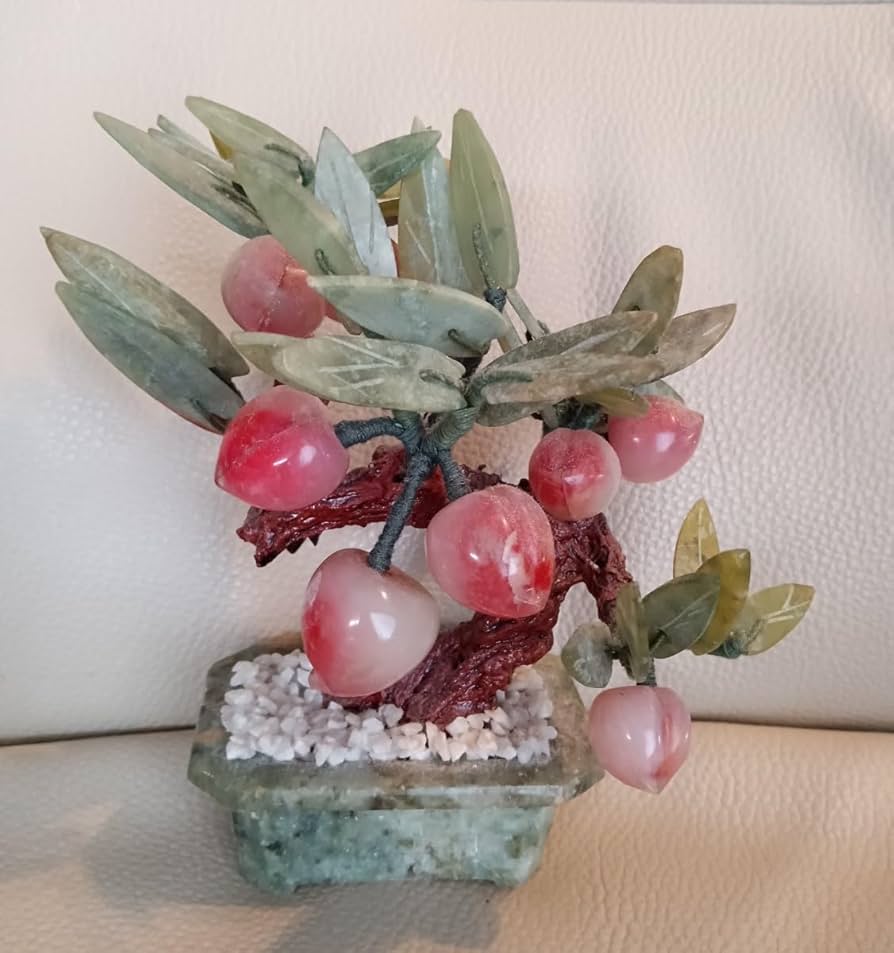 最終値下げ！翡翠 桃の木 中国美術 未使用 中国美術 玉石盆栽 盆景 天然石