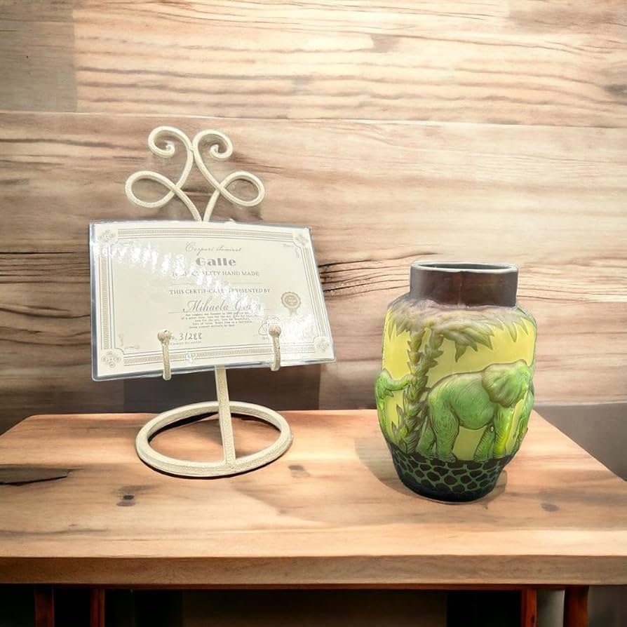 エミールガレ特大群像紋花器花瓶技法スフレ被せガラス 高さ20