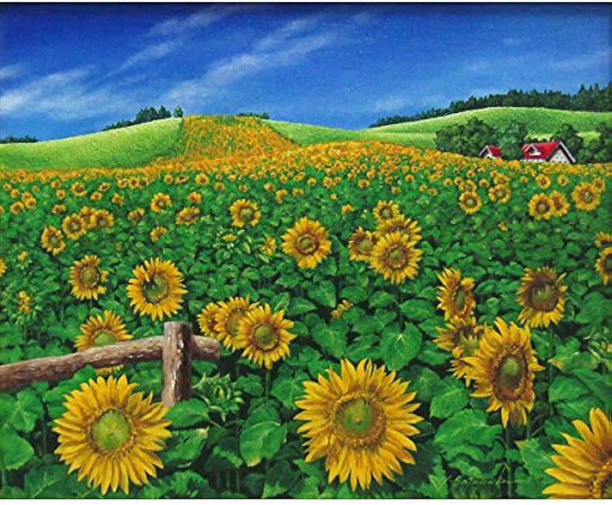 絵画 油絵 ひまわり 6F 夏の風景画