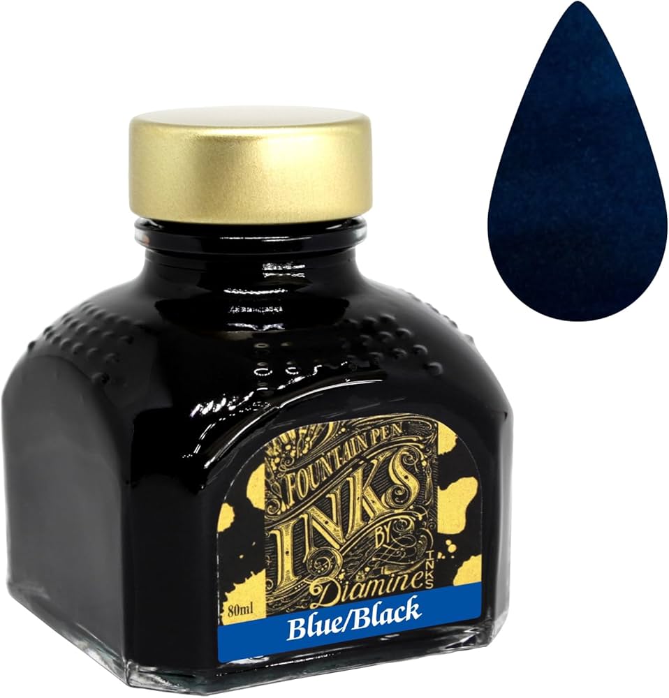 Amazon | Diamine ブランド 80ml ブルー/ブラック ボトル入り万年筆