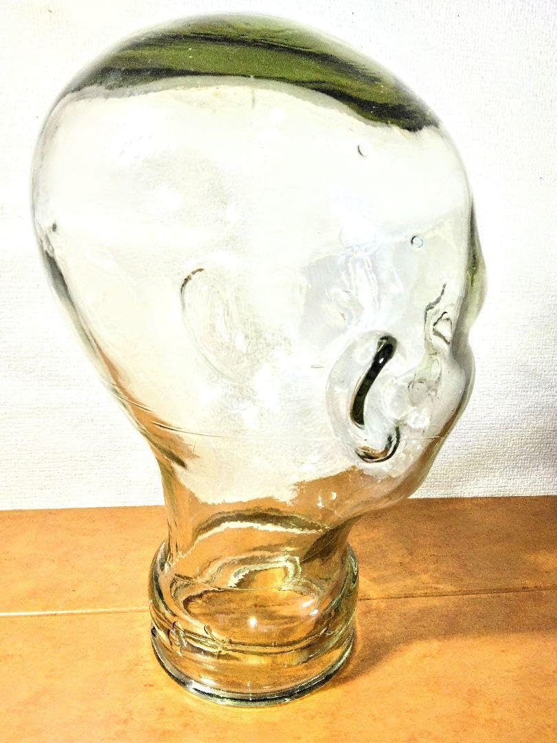 透明ガラス製頭部オブジェ マネキン トルソー 透明ガラス製頭部