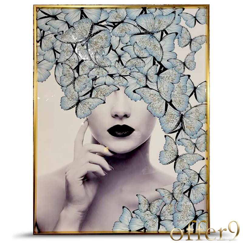 絵画インテリア 額付(銀）油絵 F6-080114 人物 女性像 絵画インテリア