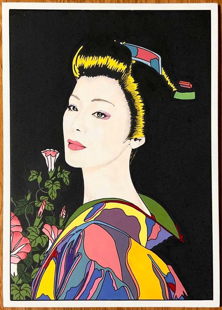 肉筆原画 ドローイング 水彩画 美人画 和装 和服 朝顔 オリジナル