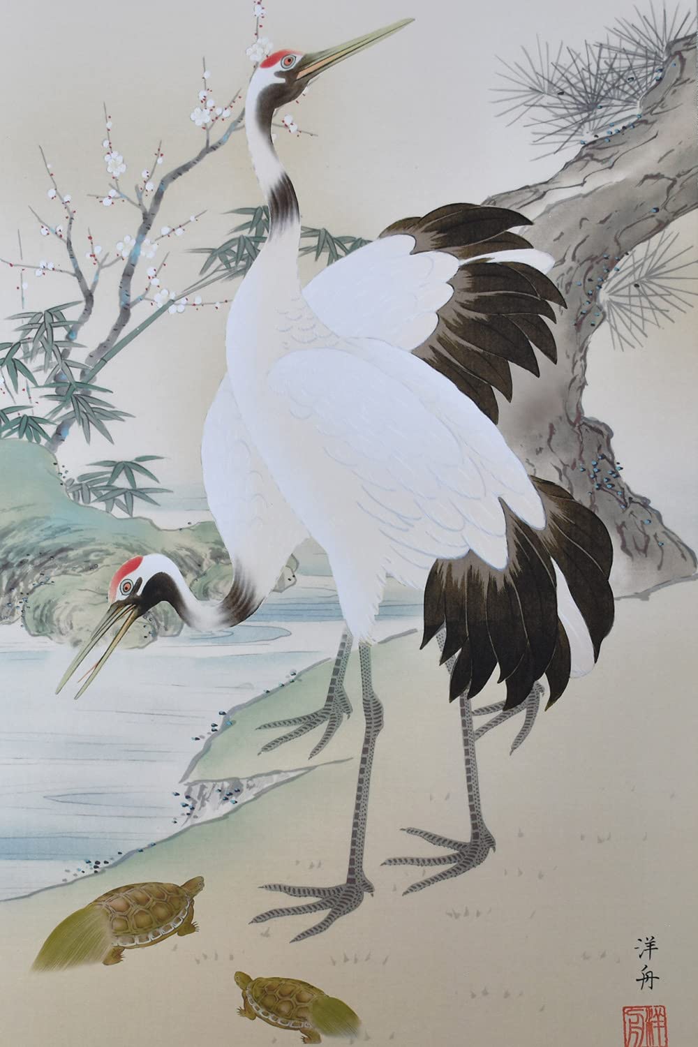 作者不詳/三閑/美人画/正月羽根つき/版画/掛軸☆宝船☆Y-544 JM