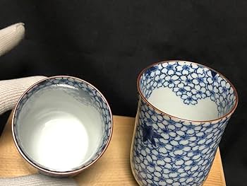 京焼 清水焼 捻彫小紋 湯呑 平安 光泉 : 夫婦湯呑 組湯呑 蓋付