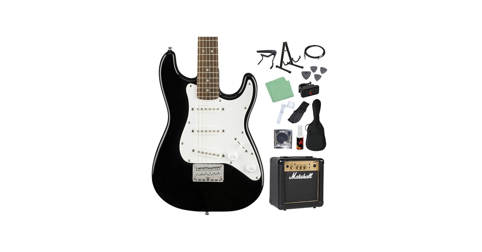 Amazon | Squier by Fender Mini Strat Black エレキギター 初心者14点