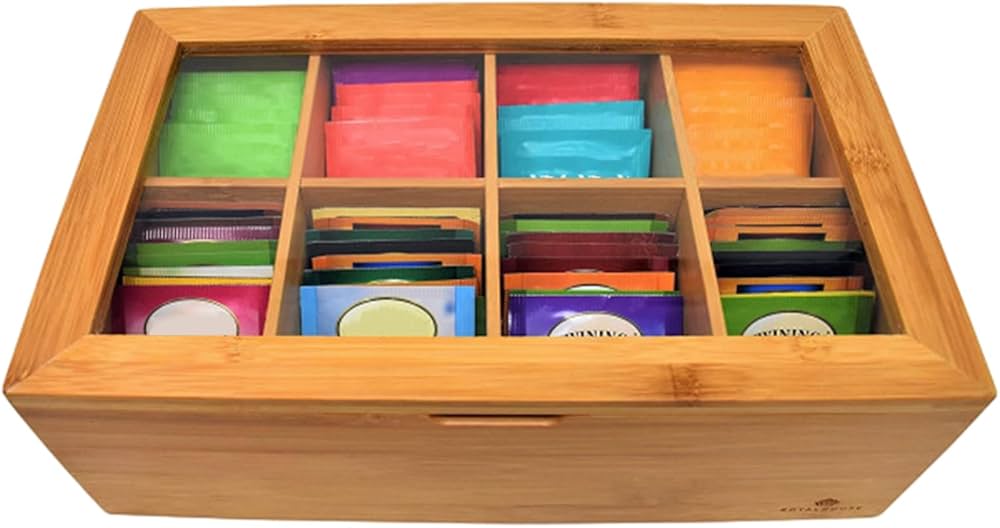 Amazon.co.jp: 茶 収納ボックス 竹製ティーボックス 8グリッド ティー