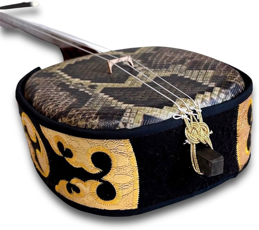 三味線 蛇皮 沖縄三線 琉球 和楽器 弦楽器 パイソン ケース付き 沖縄