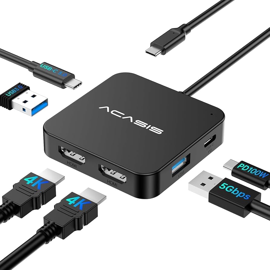 Amazon | ACASIS USB-Cハブ 6-in-1 デュアルHDMI ポート 4K 60Hz 100W