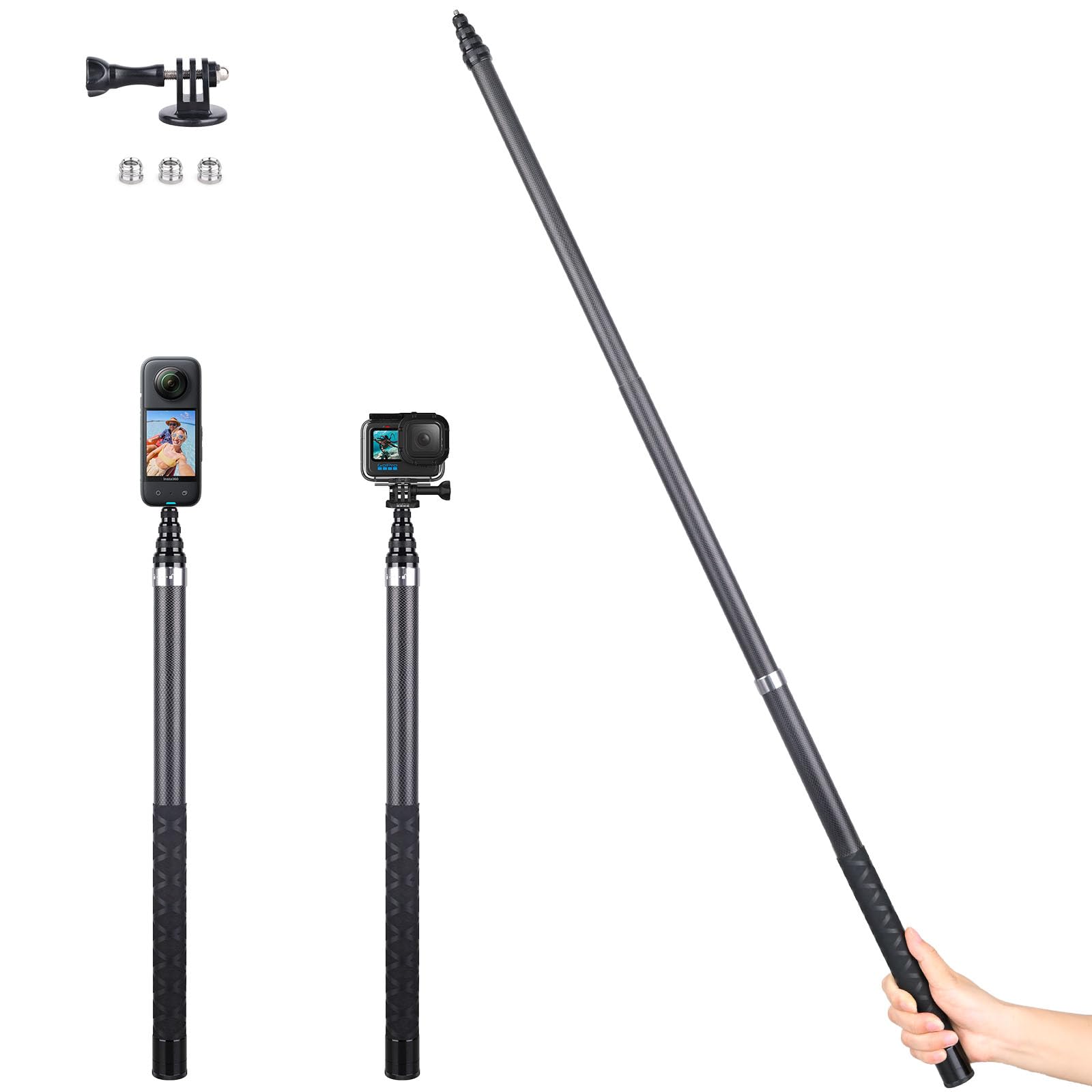 Amazon | ARTCISE 超軽量カーボンファイバー自撮り棒 2.7m伸縮式 強度