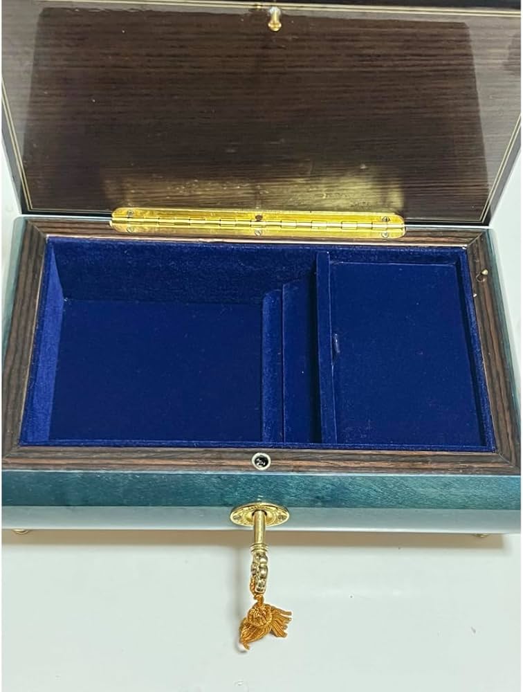 リュージュオルゴールモーツァルトメヌエット象嵌鍵付ジュエリーボックス