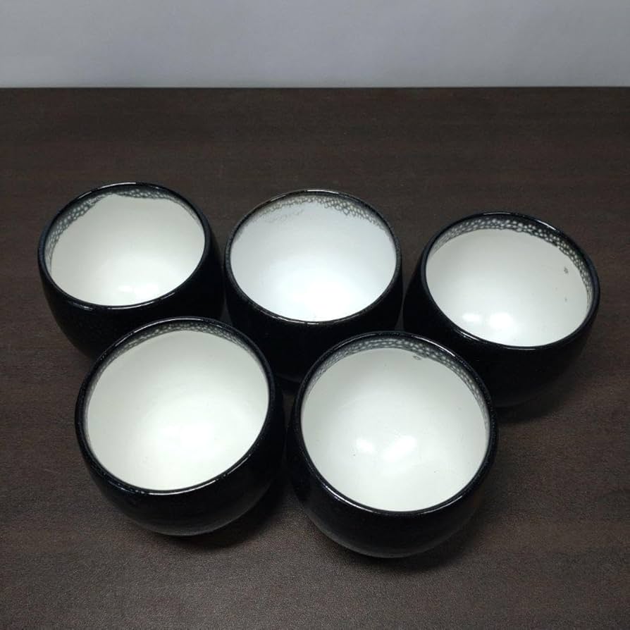 人間国宝 【清水卯一】 油滴釉 汲出碗 油滴天目 煎茶器 2客 人間国宝